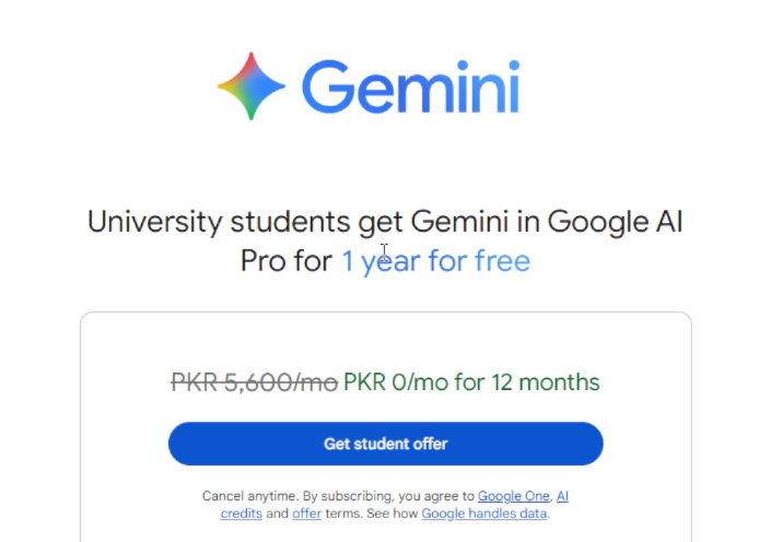 Gemini AI Free For Students 12 Months Access offer