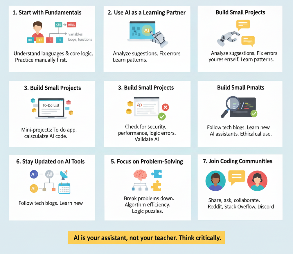 Practical Tips for Learning Coding in the Age of AI