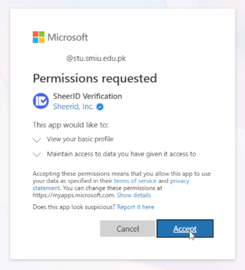 student email varification accept form